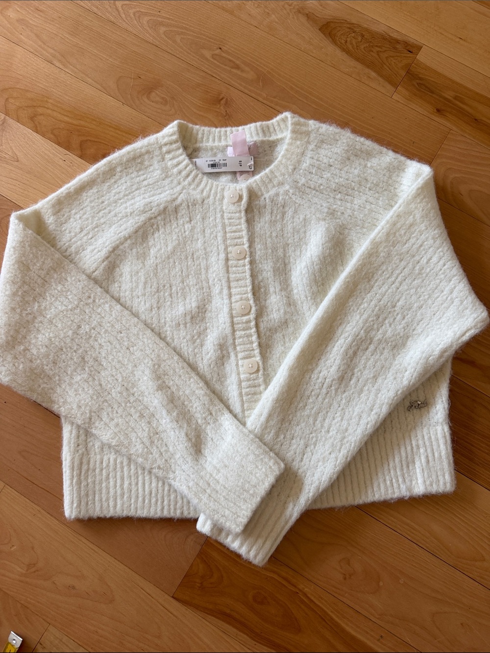 PINK Victoria's Secret Cream Button-Up Knit Cardigan